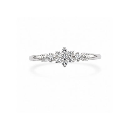 Floral Pave Silver Stacking Ring