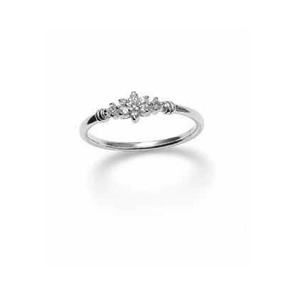 Floral Pave Silver Stacking Ring