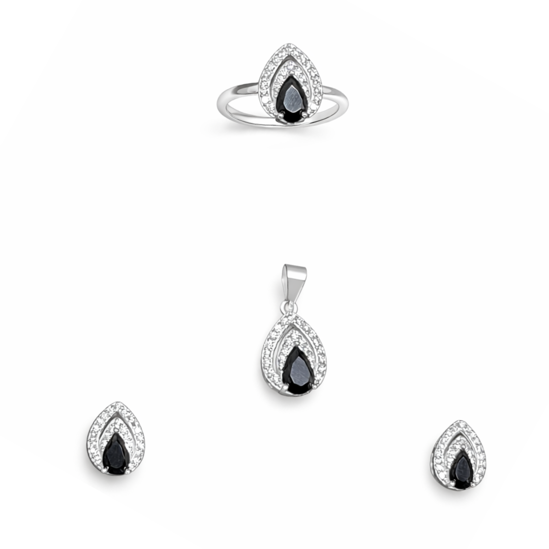 Teardrop Silver Pendant Set