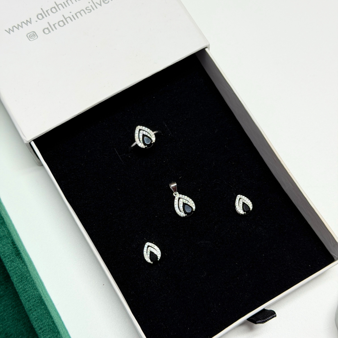 Teardrop Silver Pendant Set