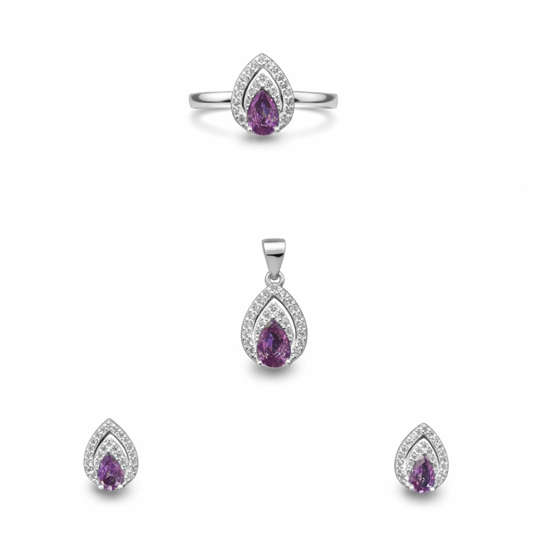 Teardrop Silver Pendant Set
