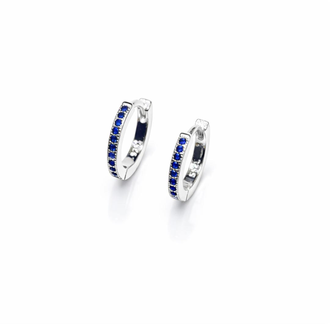 Blue Single Line Huggie Hoops