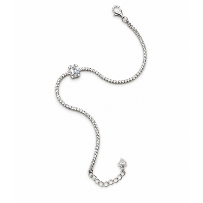 Emerald-Cut 925 Silver Tennis Bracelet