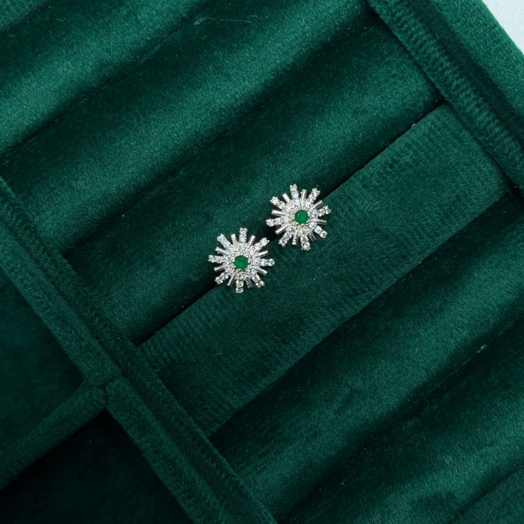 Starburst Sparkle Silver Eartops