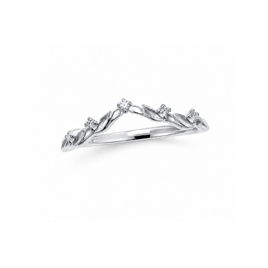 Filigree Leaf Silver Stacking Ring