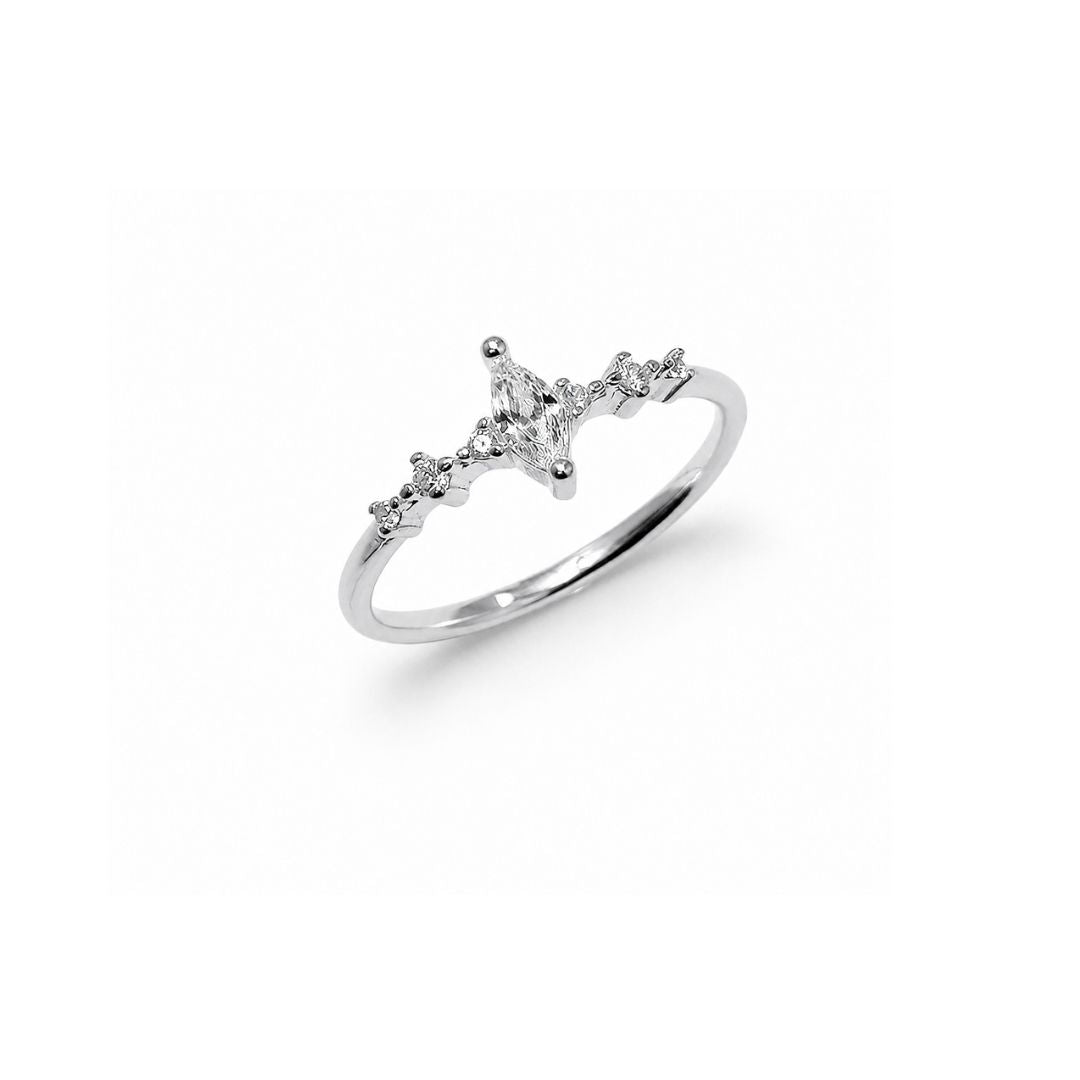 Marquise Cut Pave Silver Band