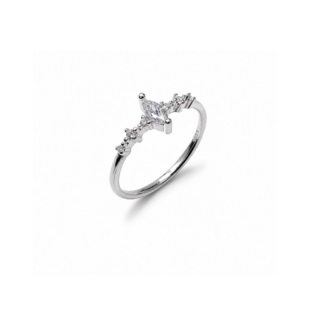 Marquise Cut Pave Silver Band