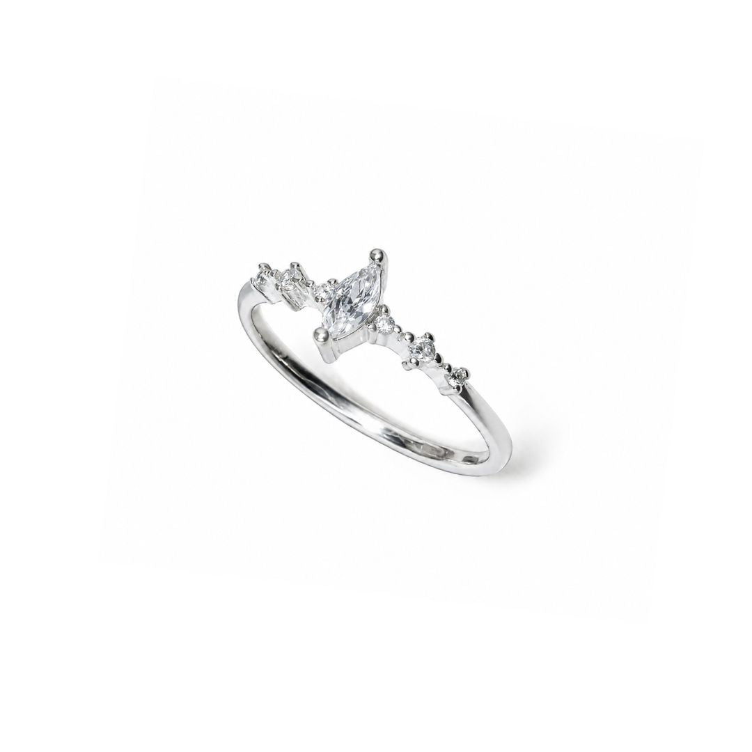 Marquise Cut Pave Silver Band