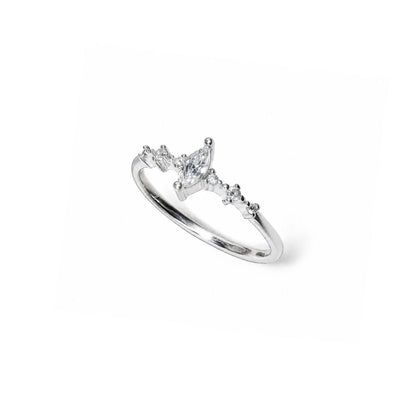 Marquise Cut Pave Silver Band