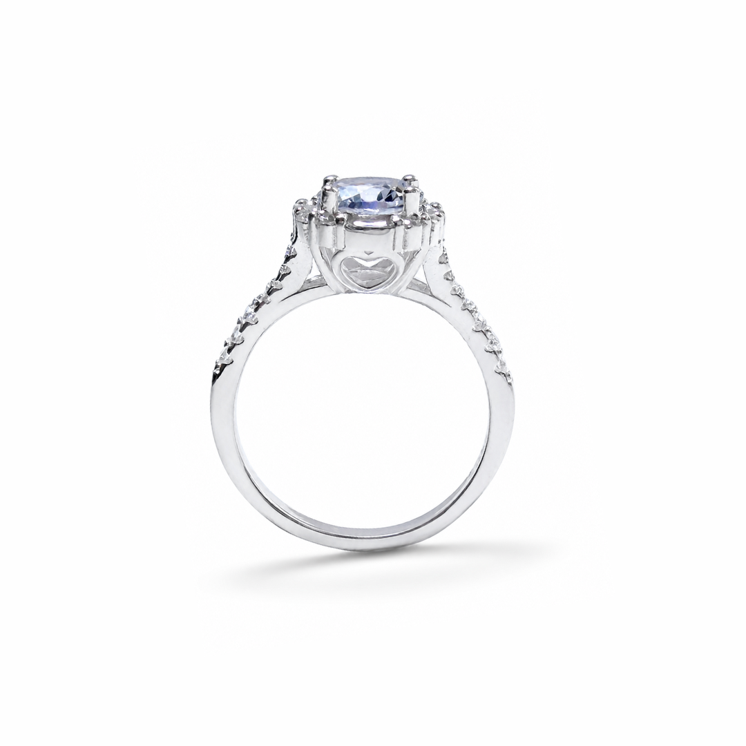 Cushion Cut Engagement Silver Ring