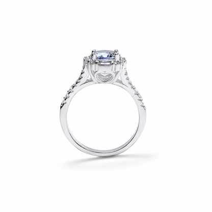 Cushion Cut Engagement Silver Ring