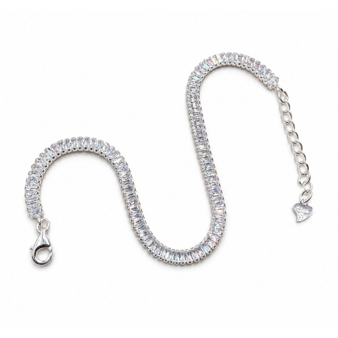 Baguette 925 Silver Tennis Bracelet