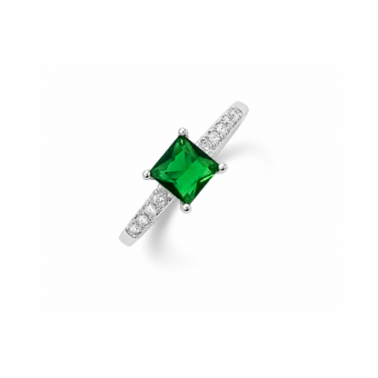 Princess Cut Solitaire Silver Ring