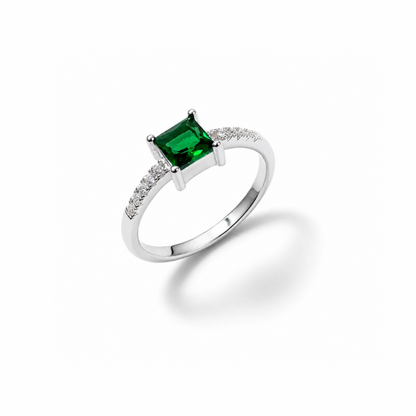 Princess Cut Solitaire Silver Ring