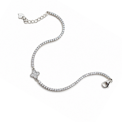Clover Charm 925 Silver Tennis Bracelet