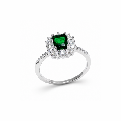 Emerald-Cut Stone Silver Ring