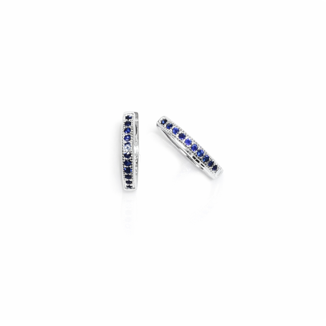 Blue Single Line Huggie Hoops