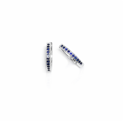 Blue Single Line Huggie Hoops