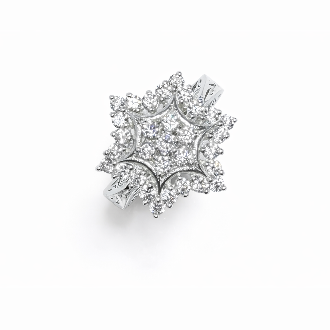 Snowflake Cluster Silver Ring
