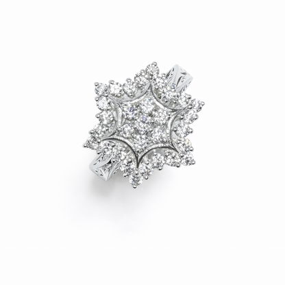 Snowflake Cluster Silver Ring