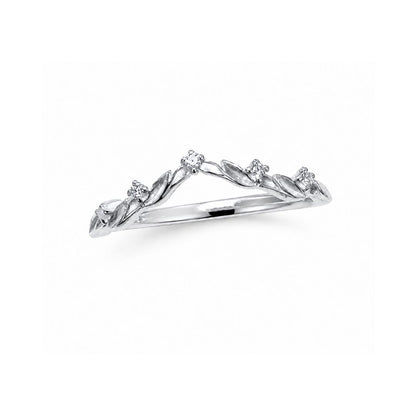 Filigree Leaf Silver Stacking Ring