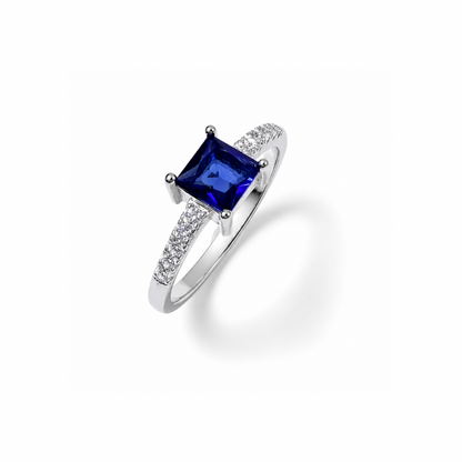 Princess Cut Solitaire Silver Ring