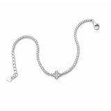Clover Charm 925 Silver Tennis Bracelet