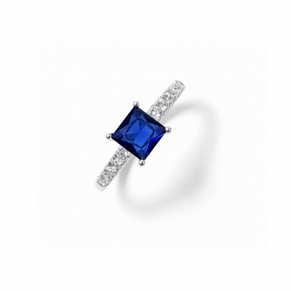Princess Cut Solitaire Silver Ring