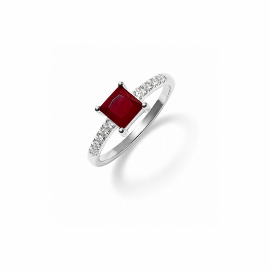 Princess Cut Solitaire Silver Ring