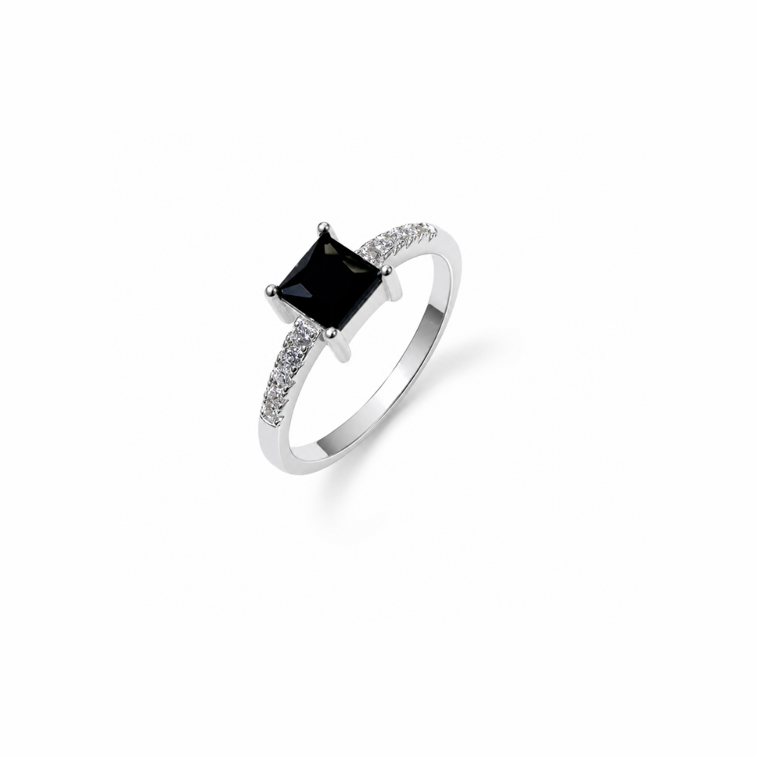 Princess Cut Solitaire Silver Ring
