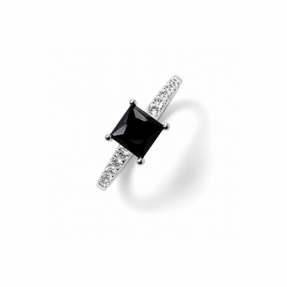 Princess Cut Solitaire Silver Ring