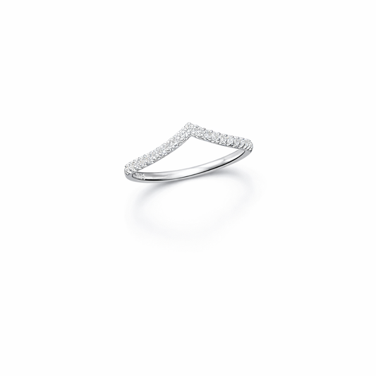 V Line Silver Stacking Ring