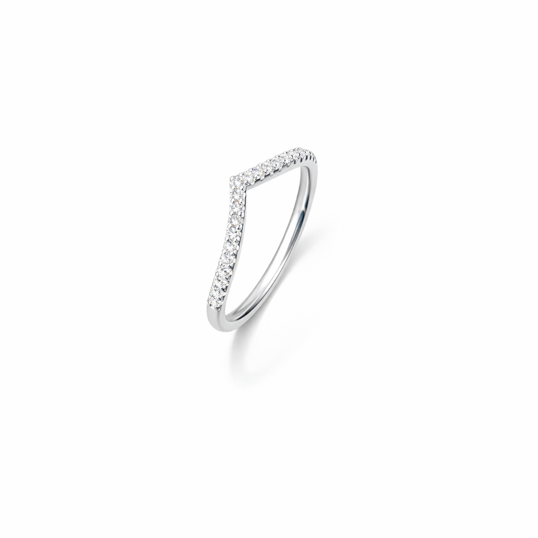 V Line Silver Stacking Ring