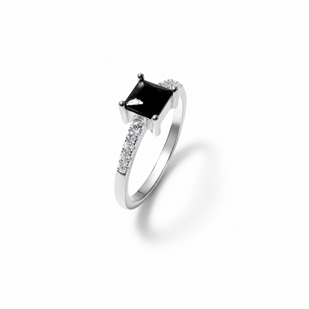 Princess Cut Solitaire Silver Ring