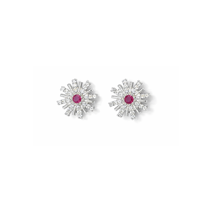 Starburst Sparkle Silver Eartops