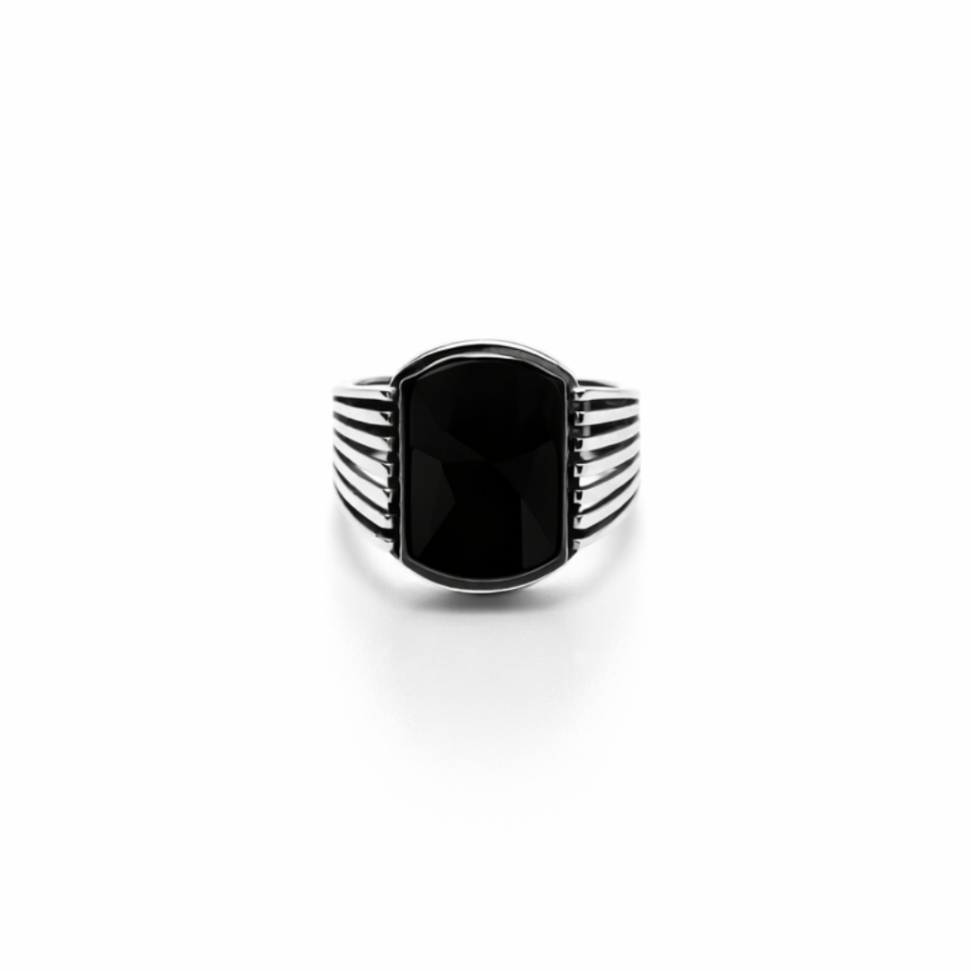 Black Stone Silver Ring