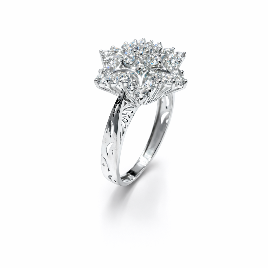 Snowflake Cluster Silver Ring