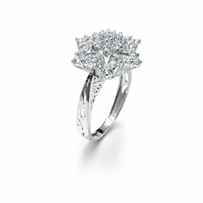 Snowflake Cluster Silver Ring