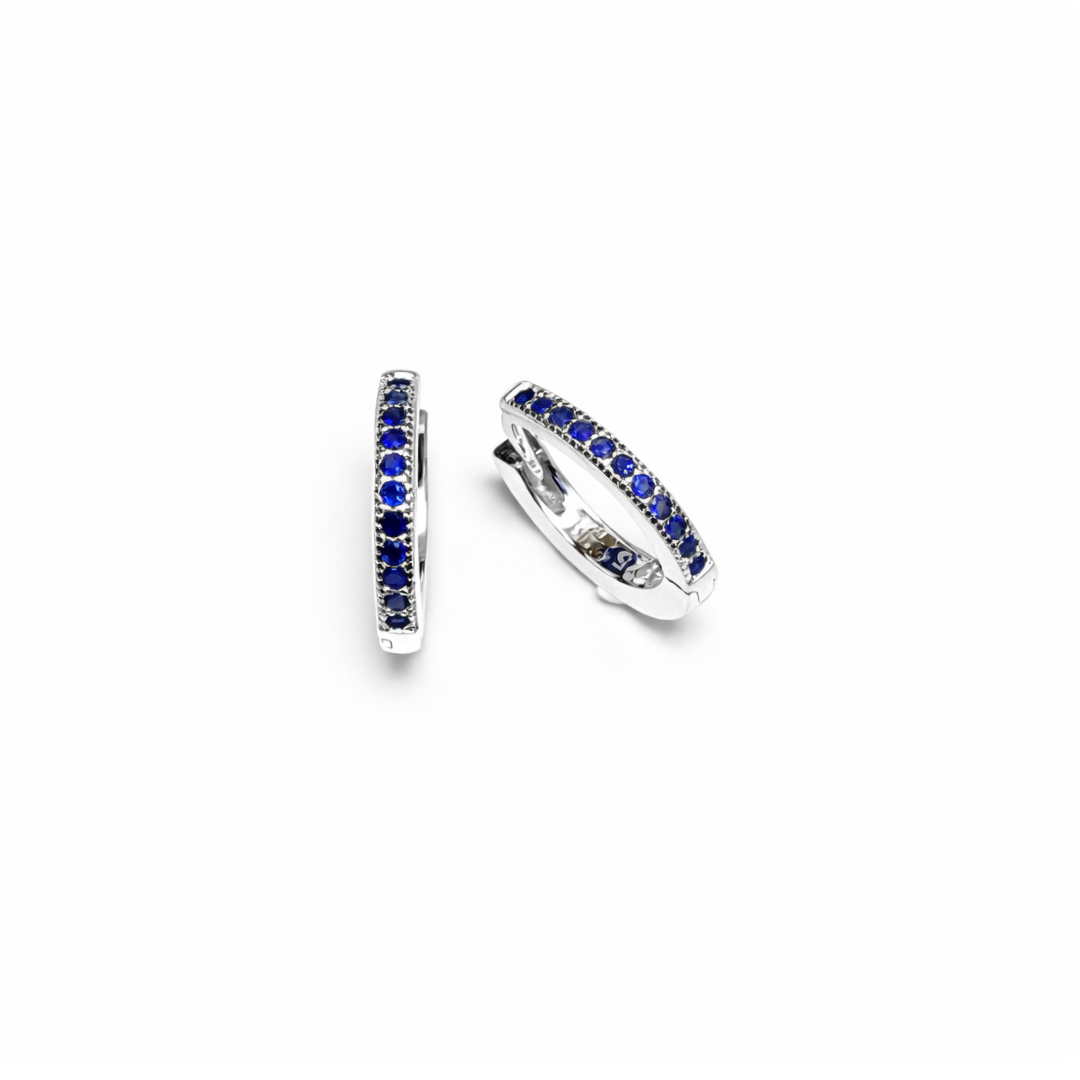 Blue Single Line Huggie Hoops