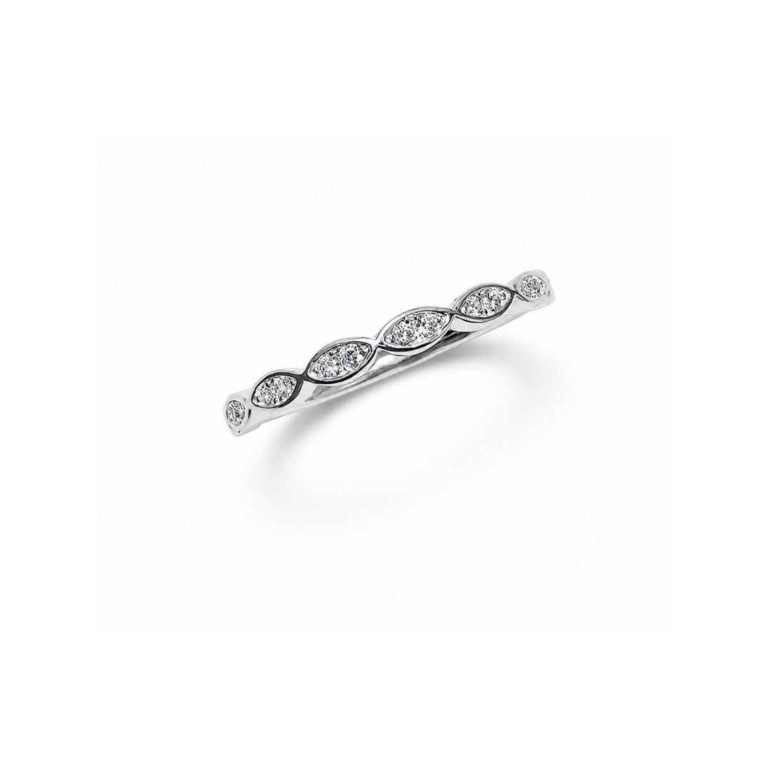 Oval Pave Silver Stacking Band