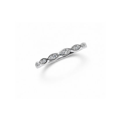 Oval Pave Silver Stacking Band