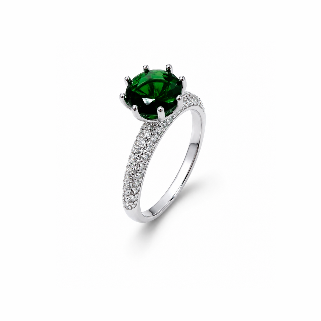 Round Simulated Silver Ring