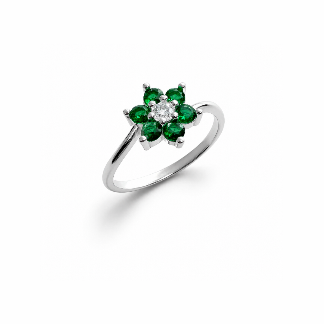 Six Petals Silver Ring