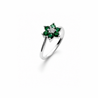 Six Petals Silver Ring