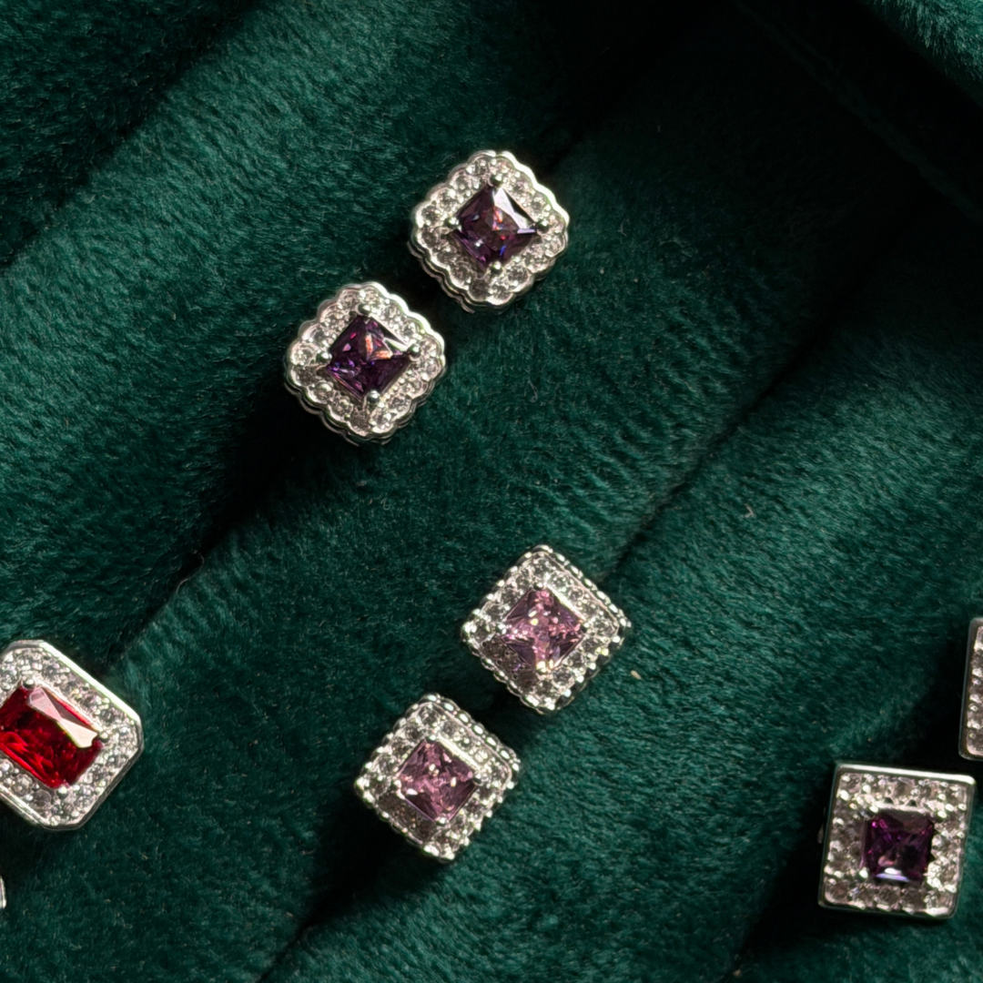 Lace Edge Silver Eartops