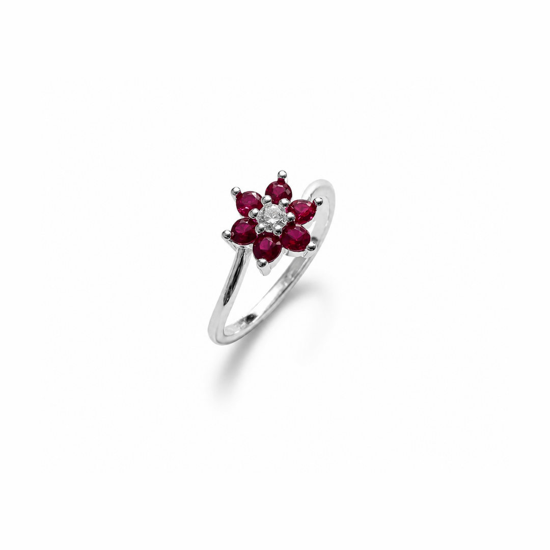 Six Petals Silver Ring