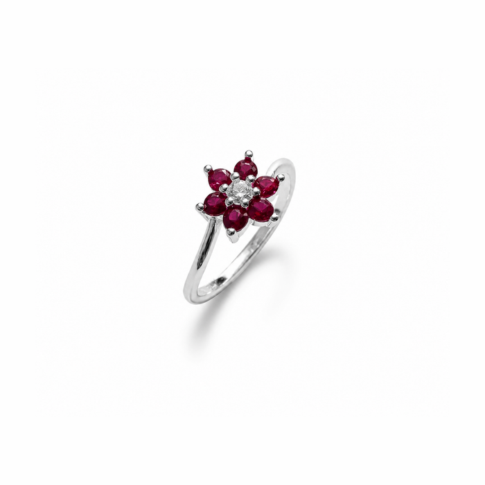 Six Petals Silver Ring
