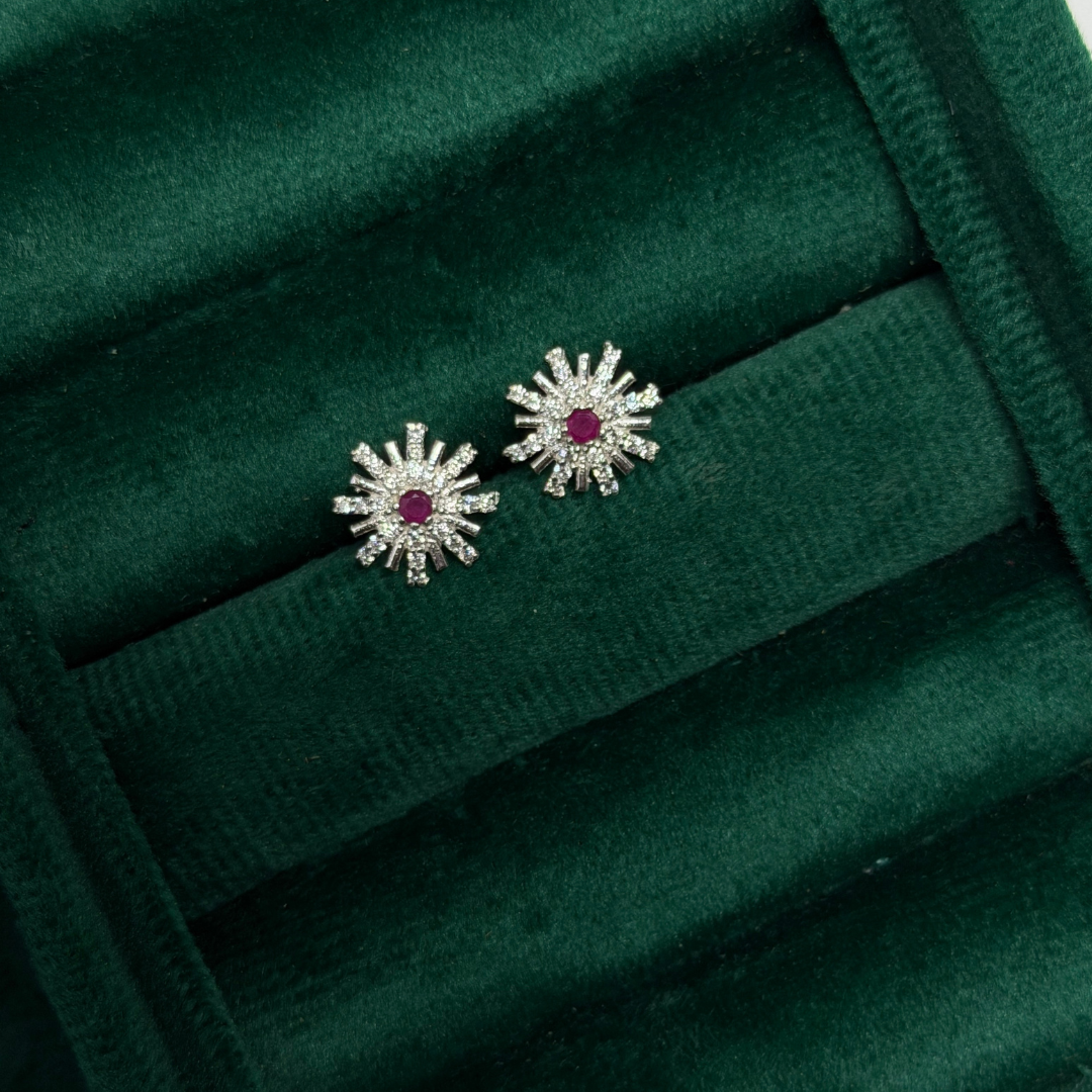 Starburst Sparkle Silver Eartops
