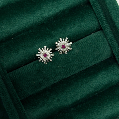 Starburst Sparkle Silver Eartops
