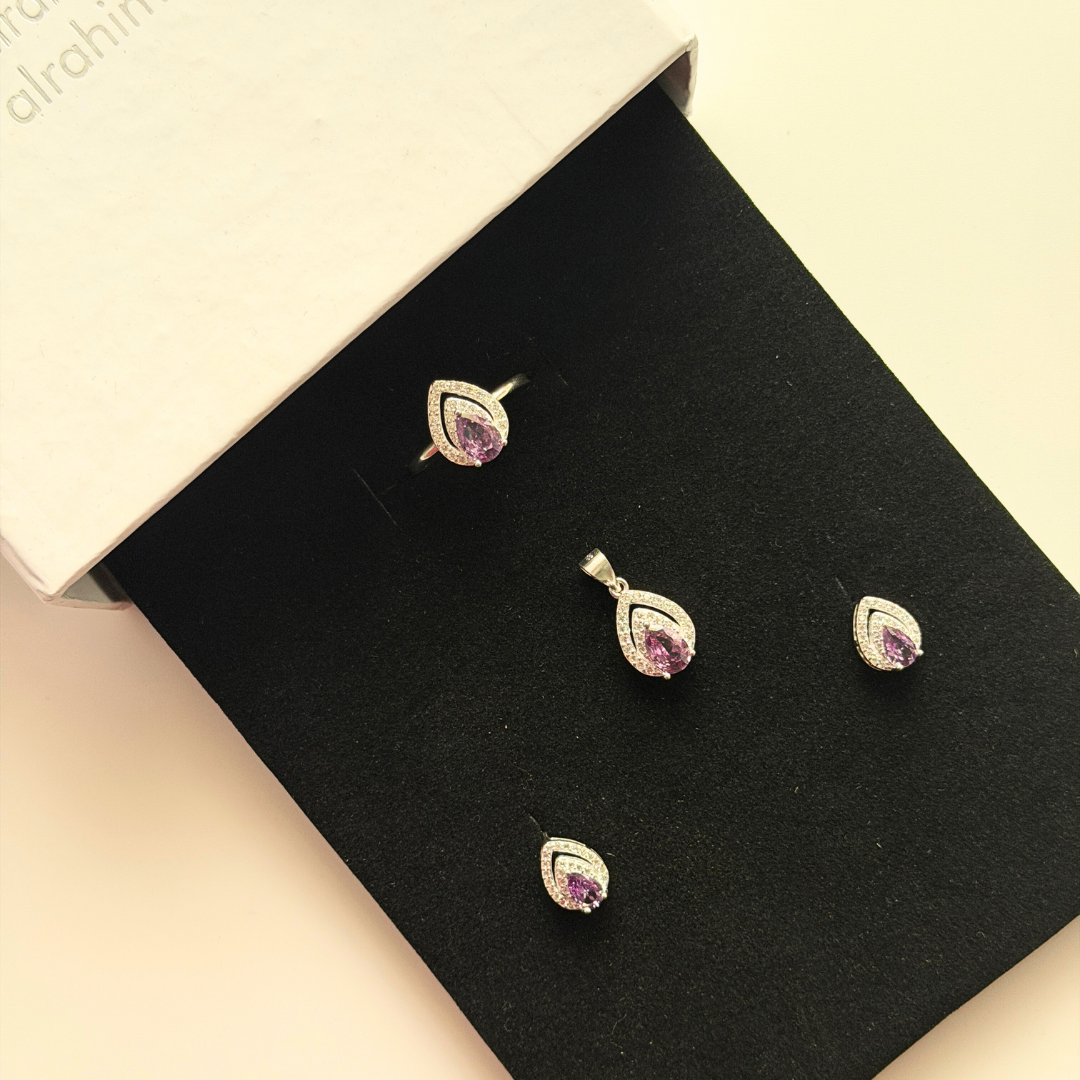 Teardrop Silver Pendant Set